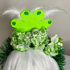 Celebrate St. Patricks Day in style with this festive headpiece with a large lime green shamrock with rhinestones and feathers. It is perfect for all your festive luncheons, parades, parties and any thing in between. Please be aware due to the unique handmade nature of each product, colors, shapes and sizes my vary slightly for the photo and description. *Locally hand made in New Orleans. Headpieces usually ship within 3-5 business days. Please be aware that due to the unique and handmade nature Celebrate St Patricks Day, Green Shamrock, St Patricks, St Patricks Day, Lime Green, Headpiece, Handmade Natural, New Orleans, Feathers