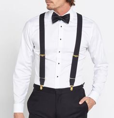 Classic Suspenders For Suit And Tie At Party, Classic Fitted Suit And Tie Accessories With Suspenders, Classic Fitted Belts And Suspenders For Business, Classic Fitted Business Belts And Suspenders, Classic Formal Suspenders For Suit And Tie, Elegant Suspenders For Party Suit Accessories, Classic Suspenders For Black Tie Events, Elegant Black Belts And Suspenders For Party, Classic Bow Tie With Suspenders For Party