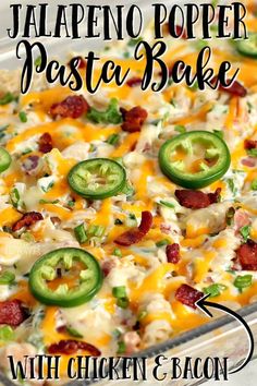 This Jalapeno Popper Casserole Recipe is a family favoriteThis Jalapeno Popper Chicken Pasta Bake is made with jalapeno pepperschickencheesebacon. Jalepeno Chicken Recipes, Jalapeno Popper Casserole Recipe, Chicken Pasta Casserole, Pasta Casserole Recipes