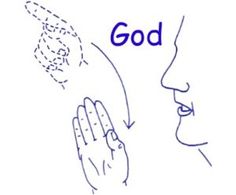 a drawing of a hand reaching out to another hand with the word god above it