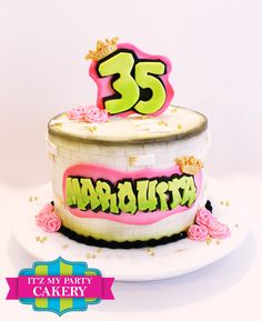 a birthday cake with the number 35 on it