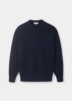 Navy Merino Fisherman Rib Jumper Glad Rags, Simple Fits, Dapper Men, Elegant Man, Europe Fashion