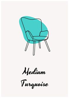 a blue chair sitting on top of a white floor next to the words medium trugaise