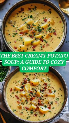 Cozy up with a bowl of the creamiest, most comforting potato soup! 🥔✨ This easy, homemade recipe is packed with tender potatoes, a buttery, garlic-infused base, and creamy goodness. Ready in under an hour, it's the perfect warm-up meal for chilly days and can be topped with cheese, chives, or crispy bacon for extra flavor. Ideal for weeknight dinners or family gatherings, this creamy potato soup is a must-try for any soup lover! 🍲 #PotatoSoup #ComfortFood #EasyRecipes #SoupSeason #Creamy Potato Soup With Spam, Ham And Cheesy Potato Soup, Potatoe And Corn Soup, Instapot Potato Soup Recipes, Soup Using Half And Half, Creamy Potato Cheese Soup, Ip Potato Soup, Delicious Potato Soup, Cream Potatoes Soup Recipe