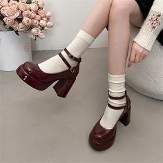 TAVIMART - Women Summer New Fashion Buckle Designer Thick Soled Square Root Sandals Casual Comfortable Party Dress Women High Heels Zapatos Mary Jane, Womens Mary Janes, Mary Jane Shoes Womens, Wedding Dress Shoes, Mary Jane Pumps, Beige Shoes, Mary Jane Heels, Leather Shoes Men, Black High Heels