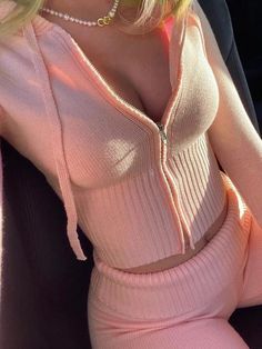 ⚡️Buy Knitted Hooded Two Pieces Pink S under $45.00 in Two-Piece Outfits Online. Style: Casual, Street, Sweet, Vintage. Fabric Content: Polyester. Fit Type: Slim Fit. Occasion: Holiday, Going Out. :This two-piece suit is made from polyester fabric, making it comfortable and durable.. The style is a mix of casual, streetwear, sweet, and vintage, making it versatile and trendy.. The top is a hooded, waist-zipped, long-sleeve design, adding a touch of sporty flair to the outfit.. The slacks are cuf Woman Streetwear, Pink Tracksuit, Spring Knits, Fabric Making, Midi Dress Party, Straight Dress, The Outfit, Casual Streetwear, Womens Size Chart