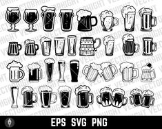 beer glasses and mugs clipart set for commercial use, eps svg png