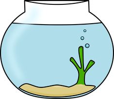 an image of a fish bowl with water and plants in it's bottom half