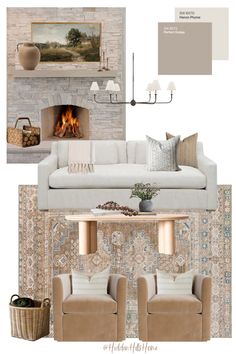 Living room decor mood board with a cream sofa and camel brown barrel chairs Gray Bohemian Living Room, Beige Couch Mood Board, Transitional Coastal Living Room, Coastal Living Room Rug, Gray Living Room Rug, Modern Blue Living Room, Classic Transitional Living Room, Coastal Casual Living Room, Modern Transitional Living Room