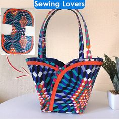 Sewing Lovers - 👌 Sewing Lovers Cute Basket, Basket Bags, Big Bag, Basket Bag, Big Bags, Shopper Bag, Louis Vuitton Bag Neverfull, Quilt Inspiration, Bag Pattern