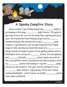 a book page with an image of a campfire and the words'a spooky comfie story '