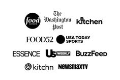 some logos that are on top of each other in different colors and sizes, including the words food52