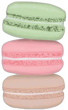 three macaroons are stacked on top of each other