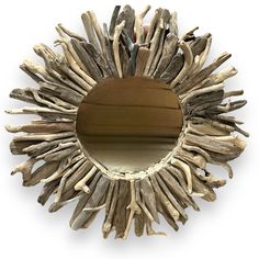 Driftwood Starburst Round Wall Mirror - 24-in - Mellow Monkey Holiday Toys, Coastal Charm, Mirrored Furniture, Round Wall Mirror, Animal Books, Round Wall, Candle Gift, Decor Lighting, Wall Mirror