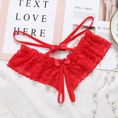 Red Floral Lace Panties One Size Size Guide, Waist: 23.6 - 28.6” Hip: 23.6 - 47.2” -Open Crotch -Bow Decor At Front And Back -Floral Lace -Solid Red Brand New Hot Lingerie, Outfits Winter, Women Lingerie, Ootd, Lingerie, Spandex, Bra, Lace, Red