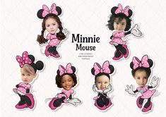 the minnie mouse cut outs are shown in pink and black