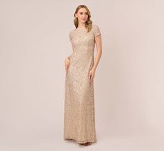 Champagne Bridesmaid Dresses | Adrianna Papell Fitted Champagne Floor-length Gown, Champagne Fitted Floor-length Evening Dress, Fitted Champagne Floor-length Evening Dress, Elegant Champagne Holiday Gown, Fitted Champagne Mother Of The Bride Dress For Gala, Champagne Colored Fitted Evening Gown, Fitted Champagne Evening Gown, Fitted Floor-length Mother Of The Bride Dress For Gala, Formal Floor-length Sequined Mother Of The Bride Dress