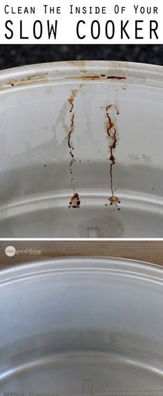 before and after pictures of the inside of your slow cooker showing rust on the rim