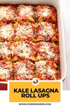 These Kale Lasagna Roll Ups are a delicious vegetarian alternative to a traditional lasagna. Perfect for serving a large group or meal prepping ahead of time to feed the family.