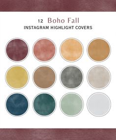 the 12 color palettes for instagram highlight covers