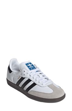 From the soccer pitch to the streets, this always-original sneaker maintains its legacy with luxe leathers and iconic 3-Stripes at the sides. Removable insole Leather upper/textile lining/synthetic sole Imported Soccer Pitch, Winter Shopping, Wishlist 2024, Adidas Samba Og, Samba Og, Adidas Samba Sneakers, Adidas Samba, Samba, The Streets