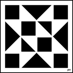 a black and white pattern with four squares