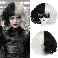 PRICES MAY VARY. Top Quality: Mildiso black white wigs are made of high-quality synthetic fiber, soft touch and pretty looking, make you so beautiful Adjustable Wig Cap: 21.5'' - 22.5''. The comfortable wig cap with 2 adjustable straps, perfect size fits most people Breathable Net: 100% Breathable rose net, and light weight, make you feel very comfortable when you wear on this short black white wig Occasions: Short black white wig perfect for costume, party, Halloween... This cute wig also a gre Cruella Wig, White Hair Wig, White Wigs, Black And White Wig, Cruella Costume, Black White Hair, Bollywood Bridal, Gothic Hairstyles, Hair Nets