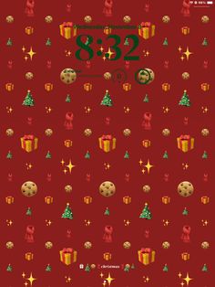 a red background with christmas decorations and numbers