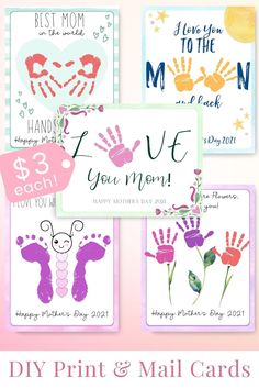 handprint cards for mom with the words i love you mom