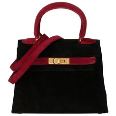 HERMÈS Framboise & Black Veau Doblis Suede Vintage Kelly 20cm Sellier Serial Number: (Y) Age (Circa): 1995 Accompanied By: Hermès Dust Bag, Shoulder Strap Authenticity Details: Date Stamp (Made in France) Gender: Ladies Type: Top Handle, Shoulder Colour: Black, Framboise Hardware: Gold Material(s): Veau Doblis Suede Interior: Black Suede Closure: Turn Lock Height: 14cm Width: 20cm Depth: 9cm Handle Drop: 8cm Strap Drop: 46cm Excellent Pre-Owned Condition -The exterior is in excellent condition w Vintage Hermes Bag, Vintage Kelly, Date Stamp, Luxury Jewelry Brands, Kelly Bag, Vintage Hermes, Hermes Handbags, Designer Shoulder Bags, Mini Handbags