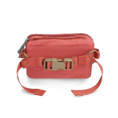 a red bag with two straps on it