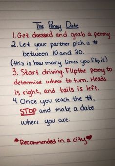 a handwritten poem written in red ink on lined paper with the words,'the rany date i get dressed and gigia penny 2 let your partner pick a penny