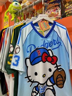 Squidward Outfit, Hello Kitty Jersey, Hello Kitty Inspired Outfits, Hello Kitty Fit, Jersey Aesthetic, Hello Kitty Outfits, Hello Kitty Top, Hello Kitty Outfit, Baseball Jersey Outfit