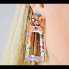 New Acrylic Earrings Multicolored. Light Weight And Fun For Summertime. Bundle With Other Items In My Closet To Save! Approximate Measurements: 2.5” Long 1.05” Wide J-00149 Multicolor Rectangular Earrings For Party, Multicolor Rectangular Jewelry For Summer, Tassel Earing, Silver Pearl Earrings, Cubic Zirconia Earrings, Zirconia Earrings, Crystal Stud Earrings, Stud Earrings Set, Acrylic Earrings