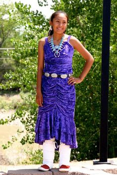 Traditional Authentic Native Designs by Irene Begay, Navajo Native Dresses, Purple Lizard, Indigenous Clothing