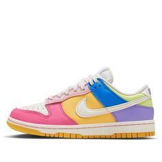 (WMNS) Nike Dunk Low 'Multi-Color' FD9923-111 - KICKS CREW Multi Color Dunks Outfit, Nike Rainbow Low-top Sneakers, Nike Multicolor Color Block Sneakers, Colorful Nike Sneakers For Streetwear, Rainbow Color Sporty Sneakers, Multi Color Dunks, Colored Sneakers, Dunks Outfit, Phil Knight