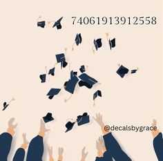 graduates throwing their caps in the air with congratulations messages on them for graduation day at decalsby grace