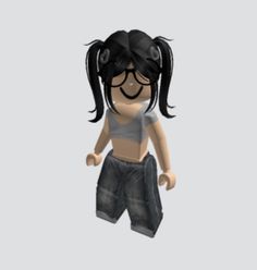 an animated girl with black hair and glasses