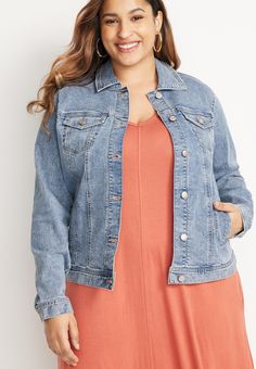 Maurices Plus Size Women's Blue Denim Jacket Size 4X - Plus Size Denim Jacket, Maurices Plus Size, Plus Size Denim, Makeup Clothes, Blue Denim Jacket, A Plus, Denim Fabric, Plus Size Outfits, Favorite Outfit