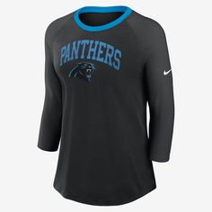 Made with soft tri-blend material, the Carolina Panthers Knockout Arch T-Shirt features contrasting raglan sleeves that help comfortably increase your range of motion as you support your favorite NFL squad. Nfl Gear, Nike Nfl, Carolina Panthers, Nike Black, Show Up, Team Spirit, Online Retail, Raglan Sleeve, Black Nikes