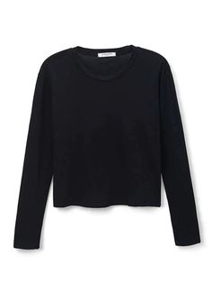 A black Black Long Sleeve Everyday T-shirt, Simple Long Sleeve Tops For Everyday, Simple Crew Neck Top For Fall, Simple Long Sleeve Relaxed Fit Top, Basic Long Sleeve Top For Fall, Black Long Sleeve T-shirt For Everyday, Solid Long Sleeve T-shirt For Everyday, Long Sleeve Solid Color T-shirt For Everyday, Basic Long Sleeve T-shirt For Layering