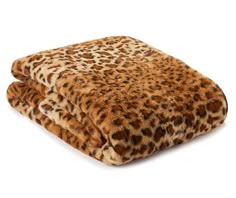 a leopard print blanket on top of a white background