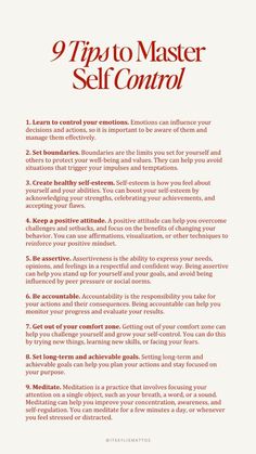 Self Growth Ideas For Women, How To Set Yourself Up For Success, Tips For Personal Growth, How To Control My Mind, How To Have More Self Control, Self Control And Discipline, How To Master Self Discipline, Self Accountability Tips, Master Self Discipline