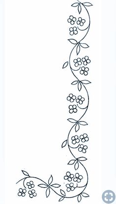 a drawing of flowers and vines on a white background