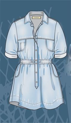 a drawing of a blue shirt dress