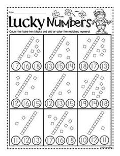 the lucky numbers worksheet for kids to practice counting and number recognitions in addition