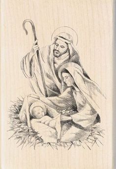 a drawing of jesus and baby jesus