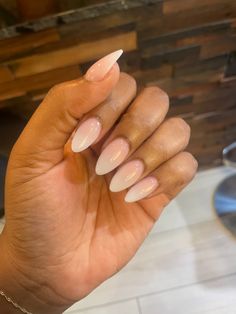 Natural Ombre Nails Almond, Pink And White Ombre Nails Oval Short, Pink And White Ombre Nails Oval, White Almond Nails Black Women, Pink And White Ombré Almond Nails, Acrylic Almond Shaped Nails, Pink And White Ombre Nails Almond, Pink And White Ombre Nails Almond Shape, Pink White Ombre Nails Almond