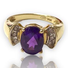 SOLID 14K Yellow Gold 1.5 CT Oval Amethyst and Diamond Ring Size 6.25 Weighs 4.2 grams Size 6.25 Shipped insured in a gift box :) I guarantee item to be exactly as described and pictured. Oval Amethyst Ring With Diamond Accents For Anniversary, Oval Amethyst Ring With Diamond Accents In Yellow Gold, Oval Amethyst Ring In Yellow Gold With Diamond Accents, Anniversary Oval Amethyst Ring With Diamond Accents, Purple Oval Birthstone Ring For Formal Occasions, Formal Oval Purple Birthstone Ring, Formal Purple Oval Birthstone Ring, Collectible Oval Rings With Gemstone Accents, Black Opal Pendant