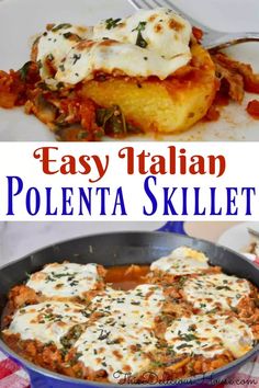 an easy italian polenta skillet with cheese and sauce